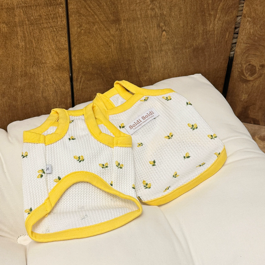 Lemon Waffle Cotton Pet Tank Top for Dogs & Cats
