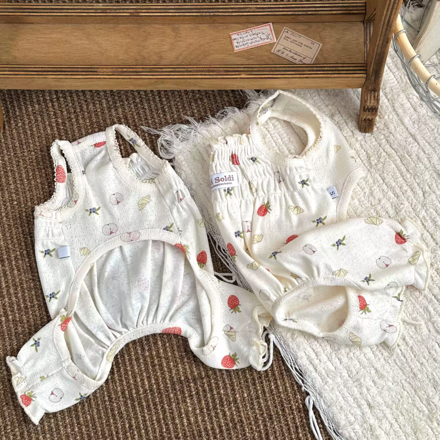Fruit Print Cotton Pet Romper for Dogs