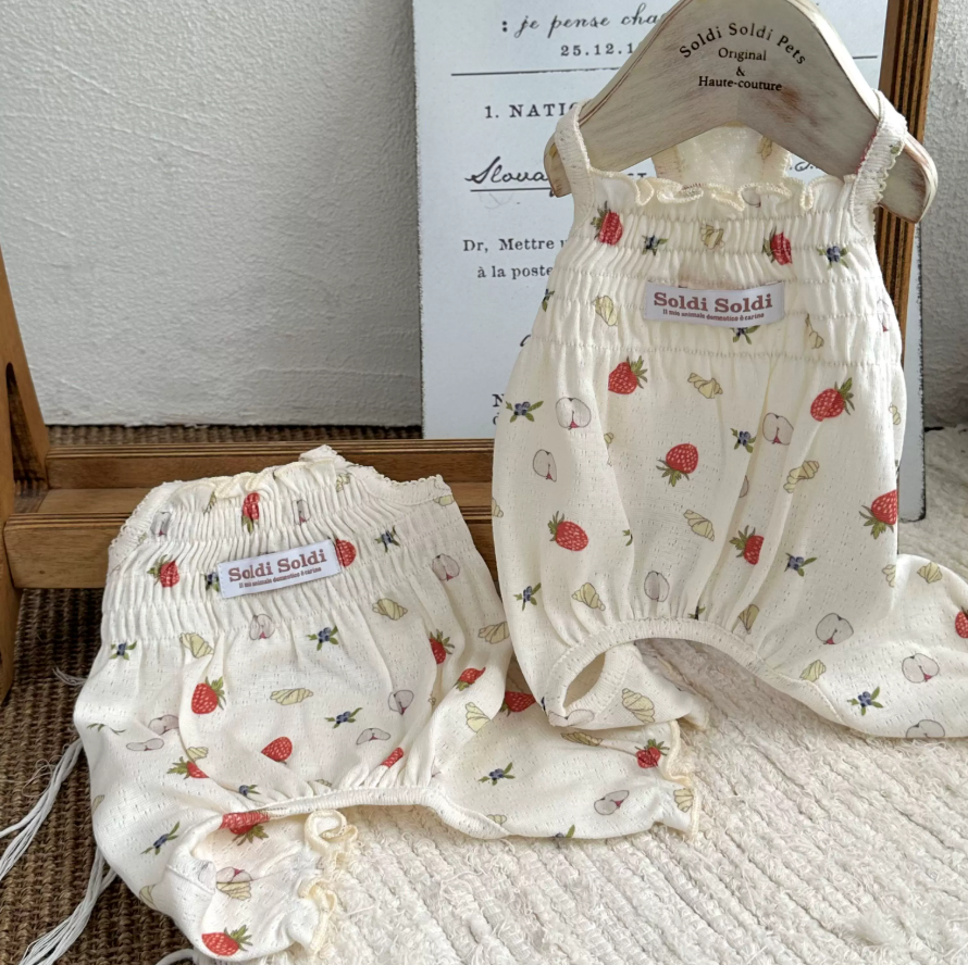 Fruit Print Cotton Pet Romper for Dogs