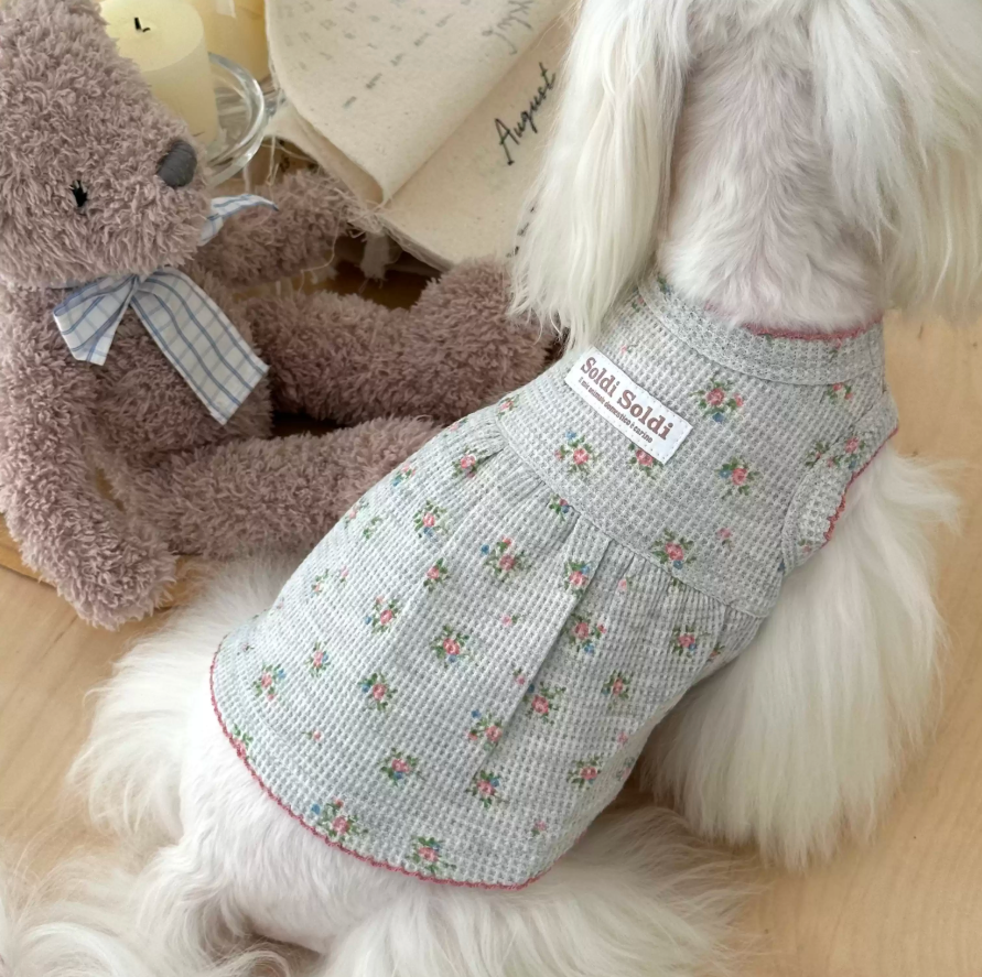 Floral Cotton Pet Dress & Vest for Dogs