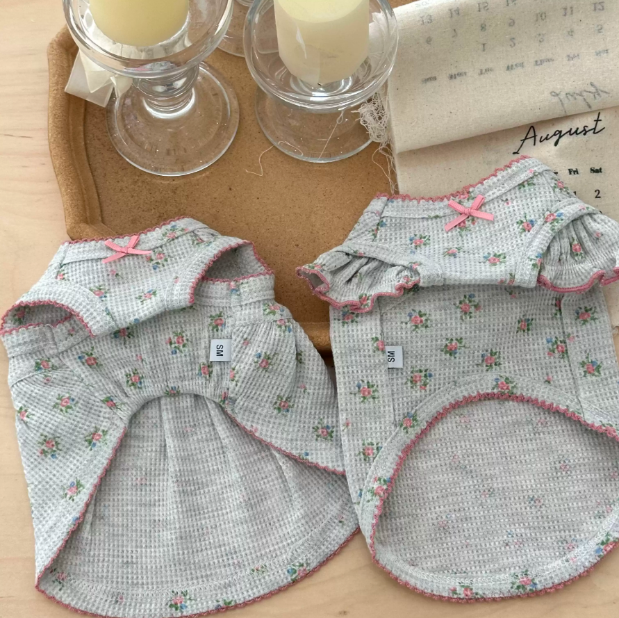 Floral Cotton Pet Dress & Vest for Dogs
