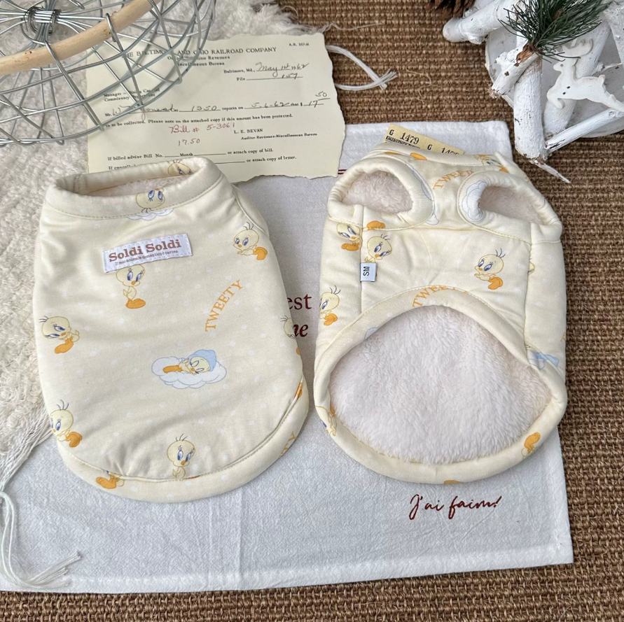 Fleece Pet Vest for Dogs in Milky Yellow
