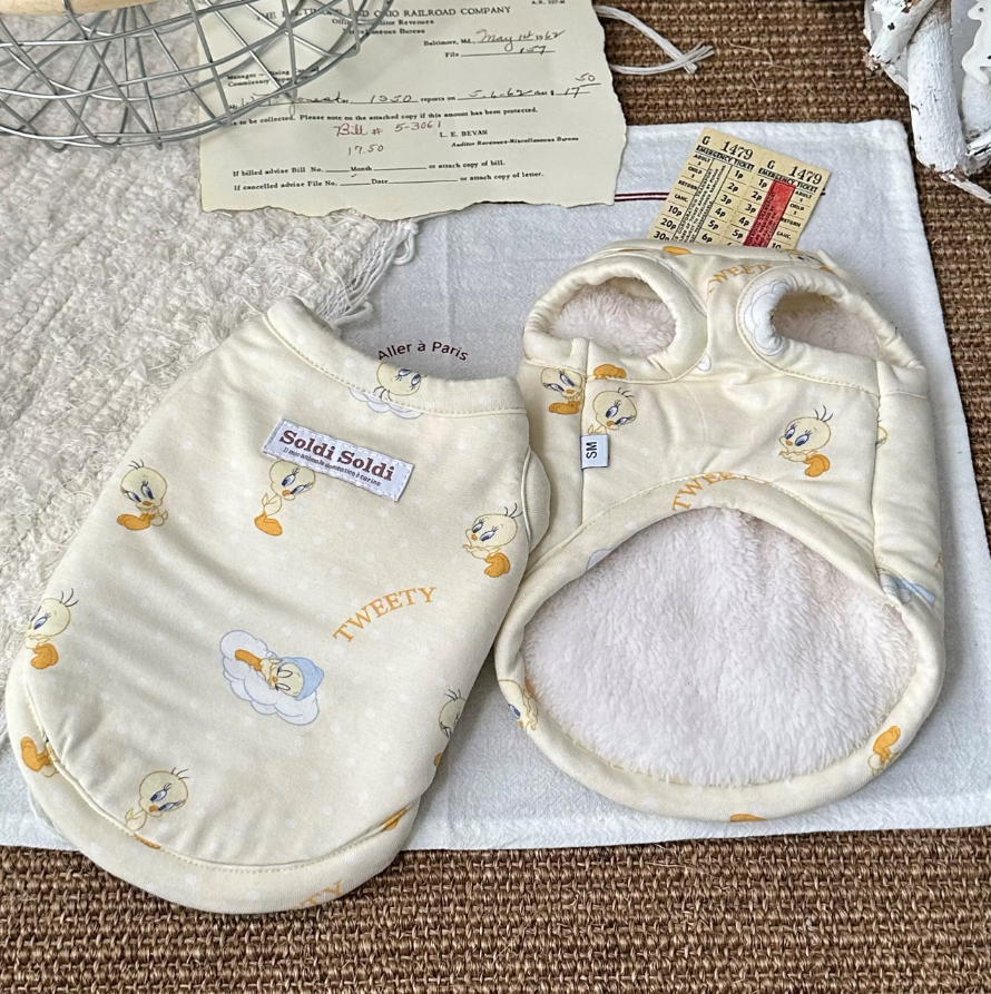 Fleece Pet Vest for Dogs in Milky Yellow