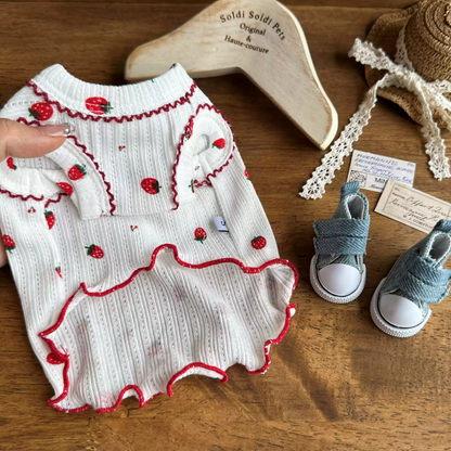 Strawberry Lace Cotton Pet Vest for Dogs