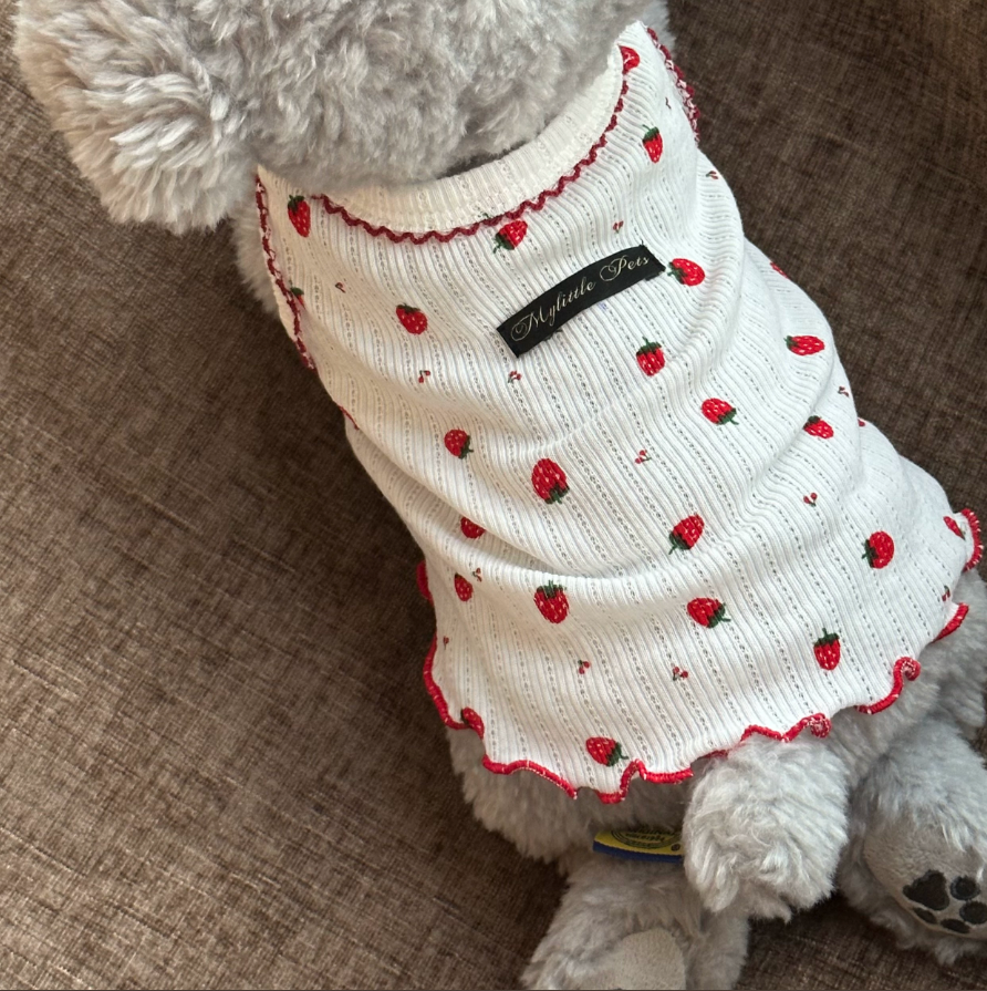 Strawberry Lace Cotton Pet Vest for Dogs