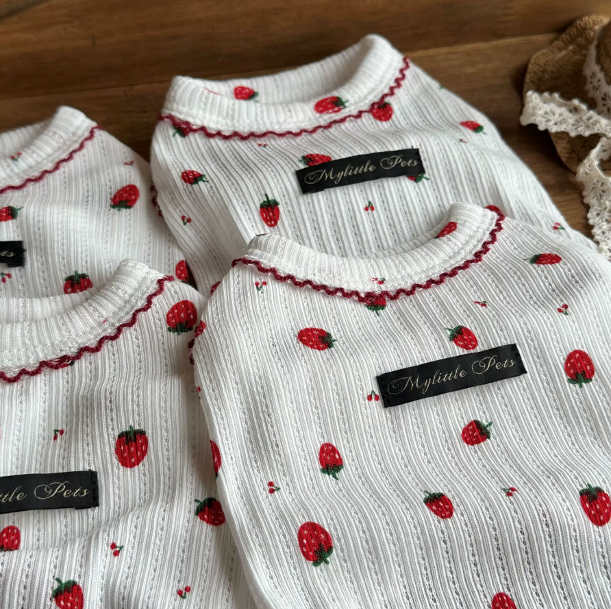 Strawberry Lace Cotton Pet Vest for Dogs