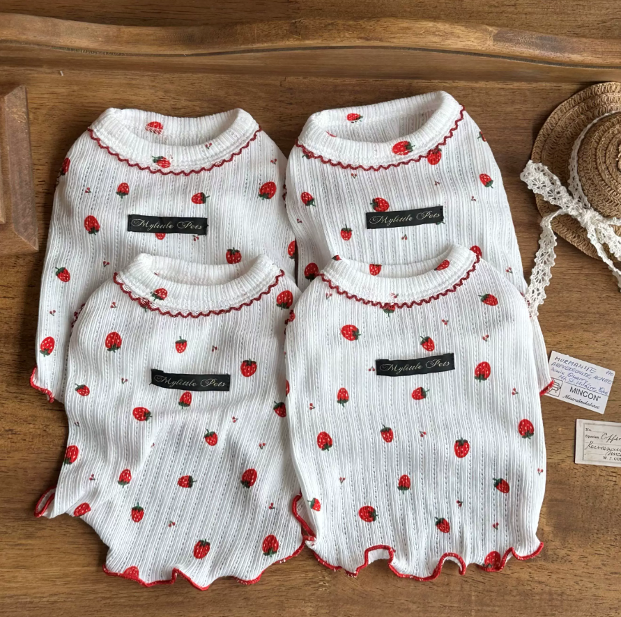 Strawberry Lace Cotton Pet Vest for Dogs
