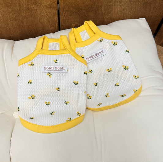 Lemon Waffle Cotton Pet Tank Top for Dogs & Cats
