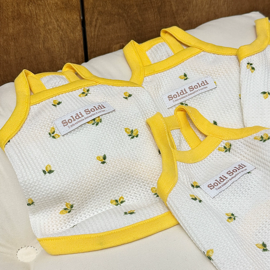 Lemon Waffle Cotton Pet Tank Top for Dogs & Cats