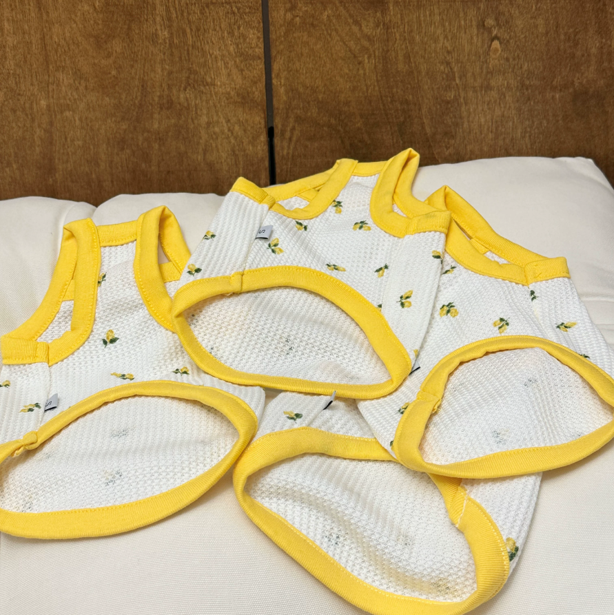 Lemon Waffle Cotton Pet Tank Top for Dogs & Cats