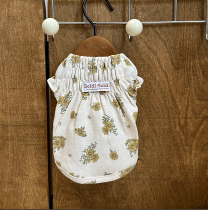 Vintage Sunflower Cotton Pet Blouse for Small Dogs